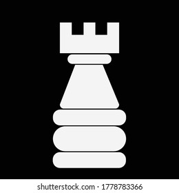 A white chess castle with a black background
