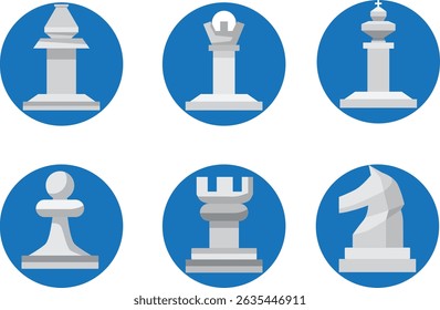 White chess graphic, strategic planning and competition communication, business and trade approach.