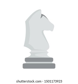 White chess horse icon. Flat illustration of white chess horse vector icon for web design