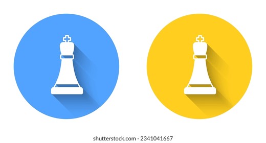 White Chess icon isolated with long shadow background. Business strategy. Game, management, finance. Circle button. Vector