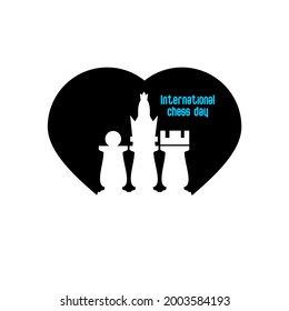 white chess icon vector is inside love icon says international chess day