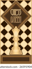 White chess king,  art deco vip card, vector illustration