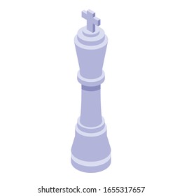 White chess king icon. Isometric of white chess king vector icon for web design isolated on white background