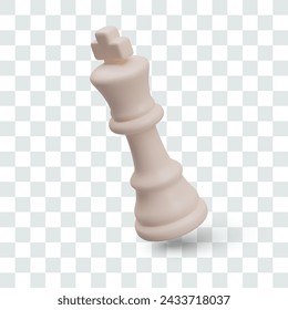 White chess king in tilted position. Movement effect, move on playing field