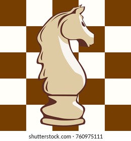 White chess knight on the board