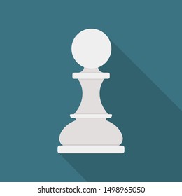 White Chess Pawn Cartoon Illustration with Longshadow