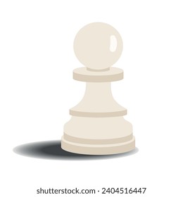 White chess pawn on a white background. Vector illustration. 