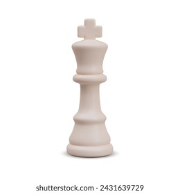 White chess piece. Isolated king. Main character on chessboard