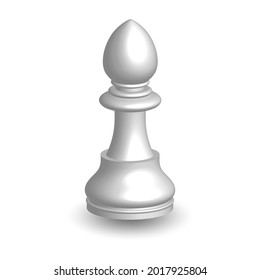 White chess piece knight 3d on white background. Board game chess. Chess piece  3d render.Vector illustration. Sport play.
