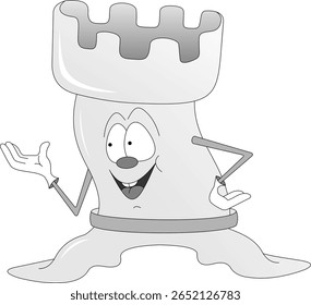 White chess piece rook. Character.