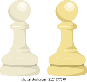 White chess pieces, illustration, vector on a white background.