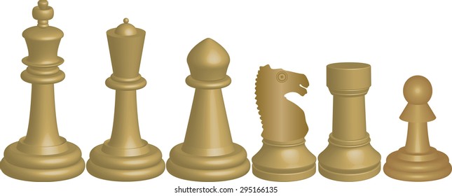 White Chess Pieces isolated on white