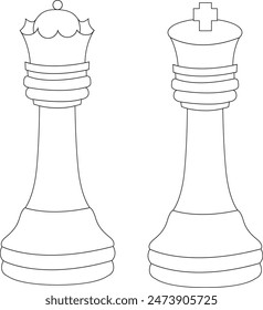 Piezas blancas de ajedrez rey y reina