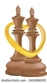 white chess and with the queen and heart at the side