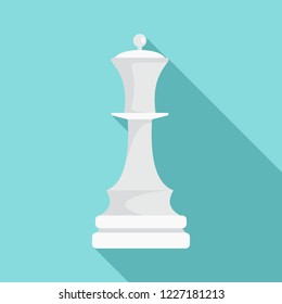 White chess queen icon. Flat illustration of white chess queen vector icon for web design