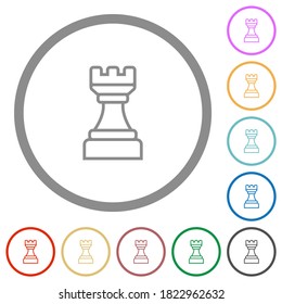 El ajedrez blanco rota iconos de color plano en contornos redondos sobre fondo blanco