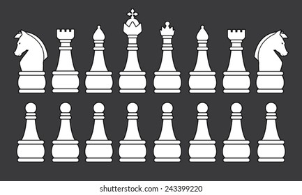White Chess Set, symbol, icon, graphic, vector .