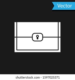 White Chest for game icon isolated on black background.  Vector Illustration
