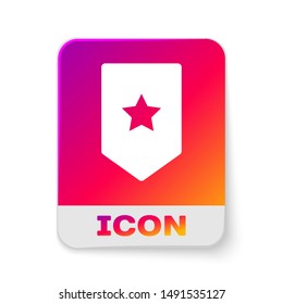 White Chevron icon isolated on white background. Military badge sign. Rectangle color button. Vector Illustration