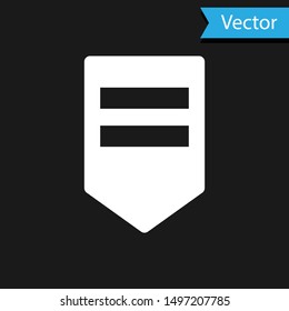 White Chevron icon isolated on black background. Military badge sign.  Vector Illustration
