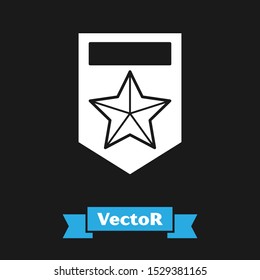 White Chevron icon isolated on black background. Military badge sign.  Vector Illustration