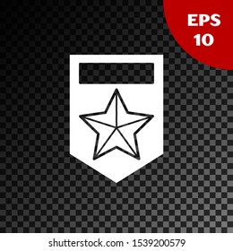 White Chevron icon isolated on transparent dark background. Military badge sign.  Vector Illustration