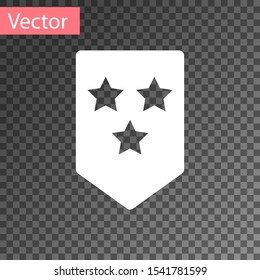 White Chevron icon isolated on transparent background. Military badge sign.  Vector Illustration