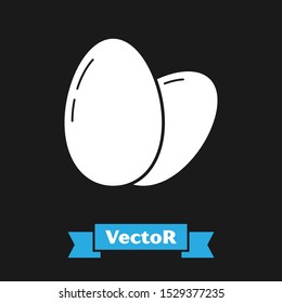 White Chicken egg icon isolated on black background.  Vector Illustration