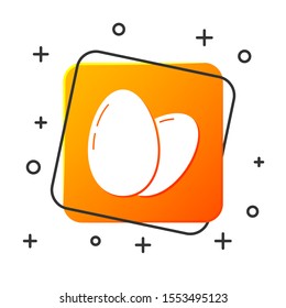 White Chicken egg icon isolated on white background. Orange square button. Vector Illustration