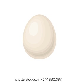 White chicken egg isolated. Vector cartoon flat illustration. Food icon.