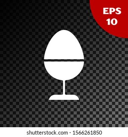 White Chicken egg on a stand icon isolated on transparent dark background.  Vector Illustration