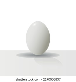 Weiße Hühnerei mit Muschel, minimalistische Vektorgrafik, Symbol für gesundes Essen oder Ostereier