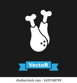 White Chicken leg icon isolated on black background. Chicken drumstick. Vector Illustration White Chicken leg icon isolated on black background. Chicken drumstick. Vector Illustration