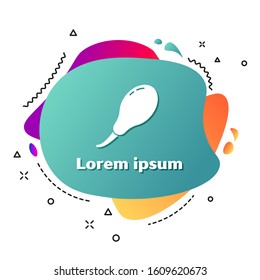 White Chicken leg icon isolated on white background. Chicken drumstick. Abstract banner with liquid shapes. Vector Illustration