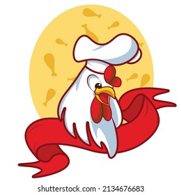 white chicken logo, chicken character, vector design