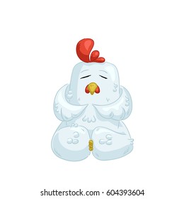 White chicken meditate isolated vector