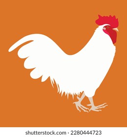 


White Chicken Rooster Cock Vector-Artwork 