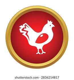 White chicken silhouette on a classic red and gold circular emblem