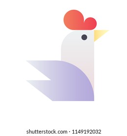 white chicken vector illustration in gradient design