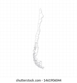 White Chile map and grid vector. Thin gray outline on white background. EPS10.