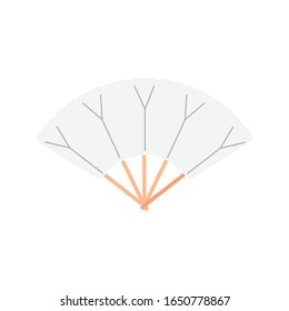 White chinese folding hand fan vector isolated on white background