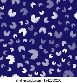 White Chinese fortune cookie icon isolated pattern on blue background. Asian traditional.  Vector Illustration