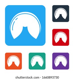 White Chinese fortune cookie icon isolated on white background. Asian traditional. Set icons in color square buttons. Vector Illustration