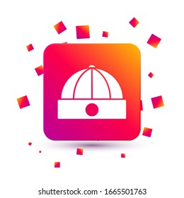 Icono de sombrero blanco chino aislado en fondo blanco. Botón Color cuadrado. Ilustración vectorial
