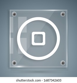 White Chinese Yuan currency symbol icon isolated on grey background. Coin money. Banking currency sign. Cash symbol. Square glass panels. Vector Illustration