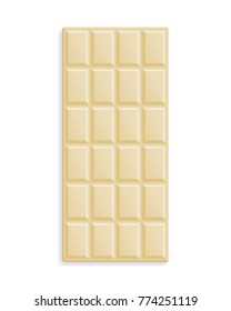 White chocolate bar isolated on white background. Vector illustration.
