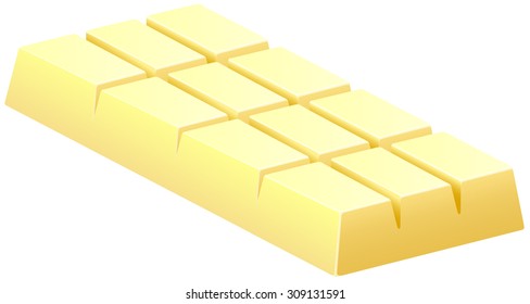 White chocolate bar on white illustration