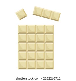 White chocolate bar pieces. Flat design style vector illustration.