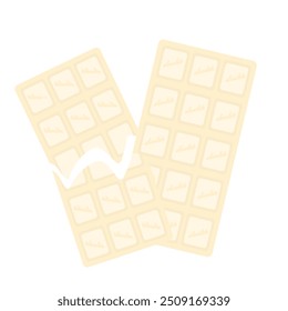  white Chocolate bar. Unwrapped square block chocolate. Cocoa organic product vector illustration isolated on white background