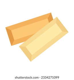Diseño vectorial de barras de chocolate blanco, aislado en fondo blanco, alimento de cacao orgánico dulce